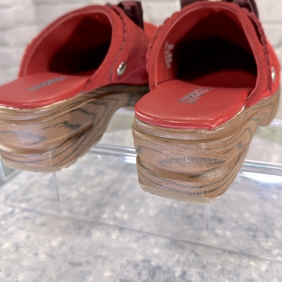 Gymboree Willow Red Suede Woodgrain Platform Vintage Bow Clogs Girls 11M❤️EUC❤️ - Picture 7 of 11